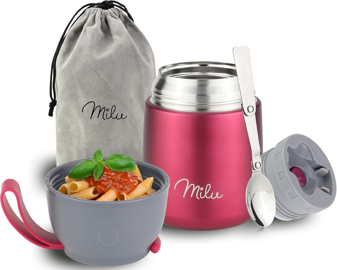 Milu® Thermobehälter 450, 650ml | Edelstahl Warmhaltebehälter | Essensbehälter | Speisegefäss Babyna