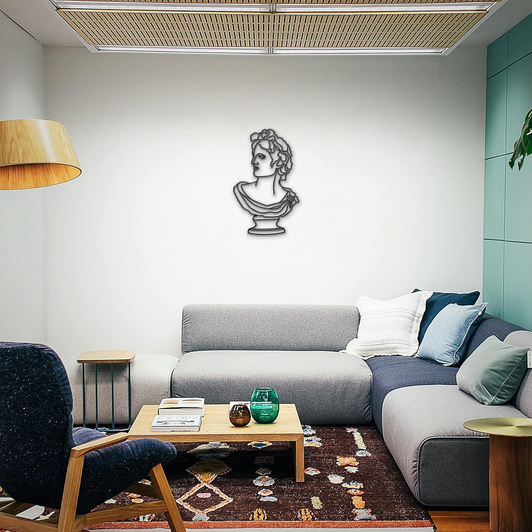 Beautiwall Alte männliche Büste Moderne Wanddeko Metall Schwarz - Beschichtete Wandschmuck Metallbil