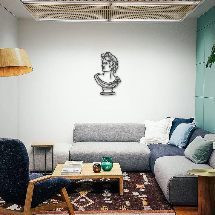 Beautiwall Alte männliche Büste Moderne Wanddeko Metall Schwarz - Beschichtete Wandschmuck Metallbil