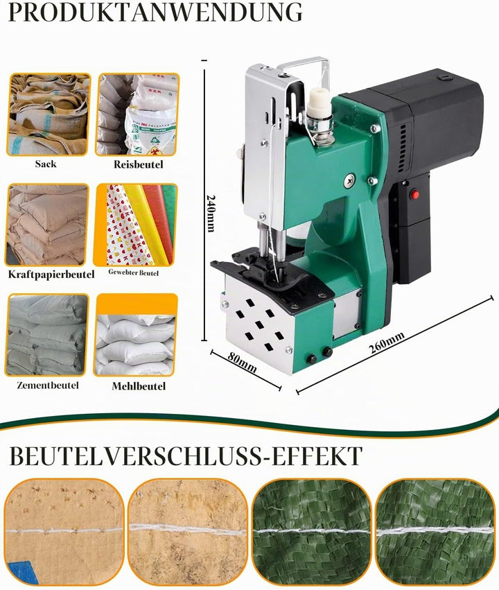 MXBAOHENG Sacknähmaschine 220V Nähmaschine für Säcke Tragbares Beutelverschliessmaschine Elektrische