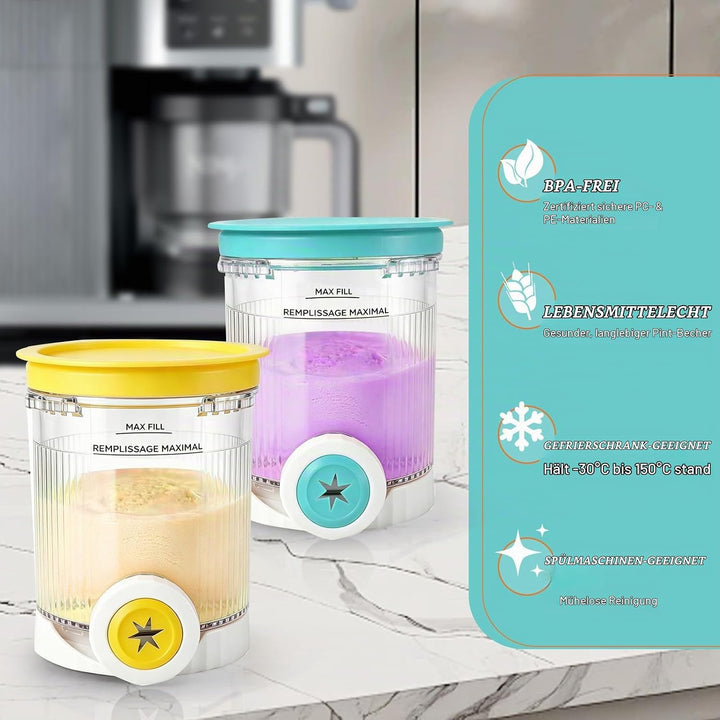 Ninja Creami Behälter für Ninja Creami Swirl, 4 Stück 408ML Behälter mit Farbigen Dichtdeckeln für N