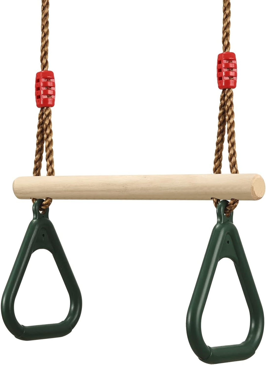 PELLOR Multifunktions Kinderholz Trapeze Schaukel mit Kunststoff Turnringe zum Aufhängen belastbar b