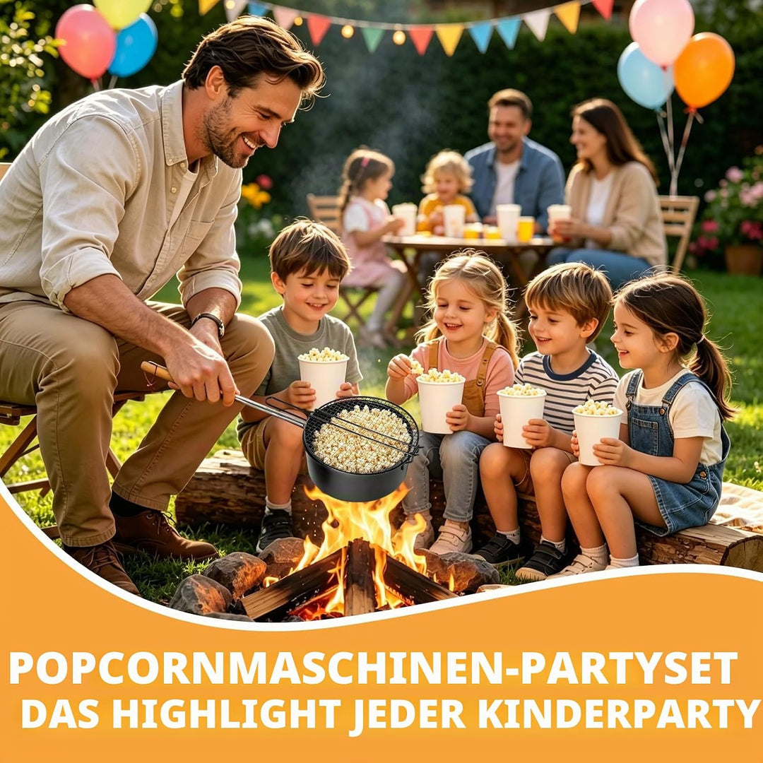 Popcornpfanne für Lagerfeuer & Grill,Popcorn Topf mit langem Griff für Camping,Popcornmaschine,Popco