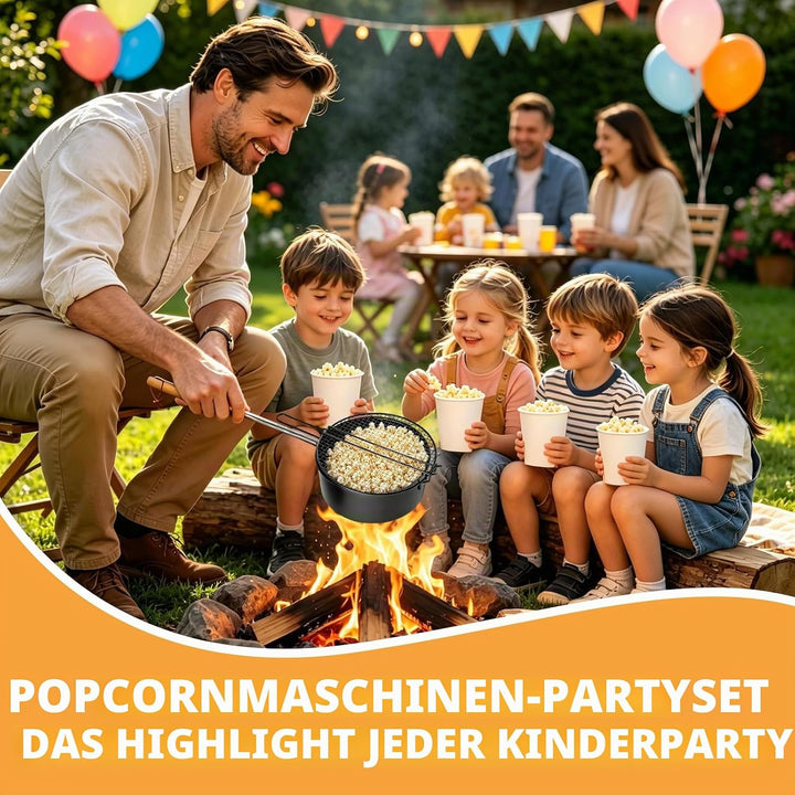 Popcornpfanne für Lagerfeuer & Grill,Popcorn Topf mit langem Griff für Camping,Popcornmaschine,Popco