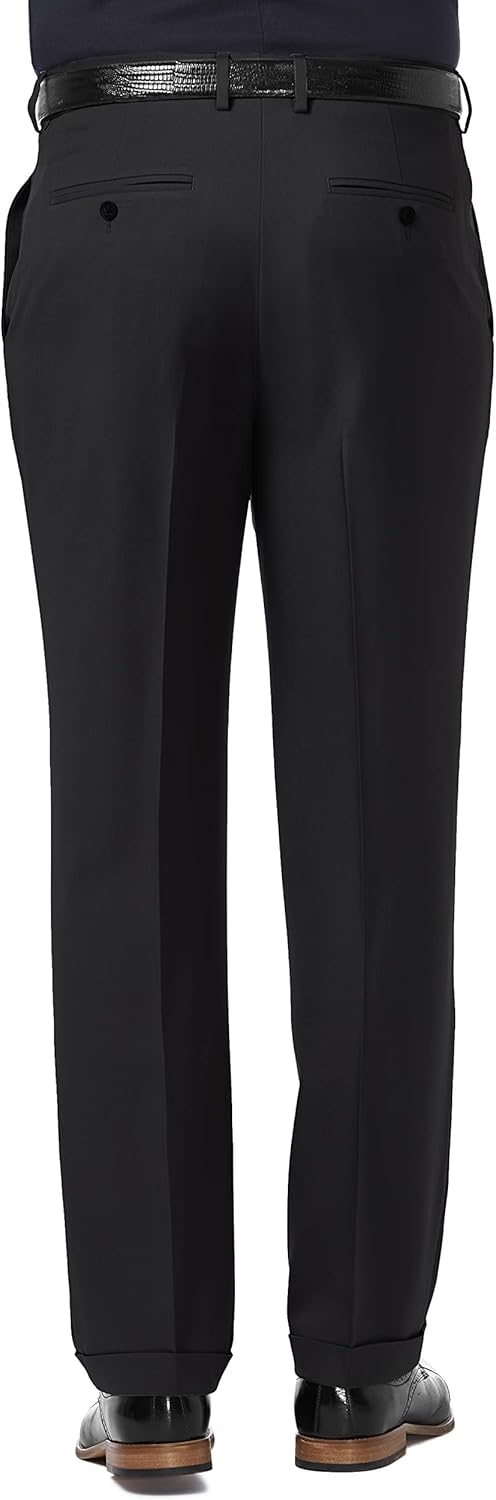 Haggar Herren Premium Comfort Classic Fit Bundfalte Erweiterbare Taillenhose Klassische Hose 32W / 3
