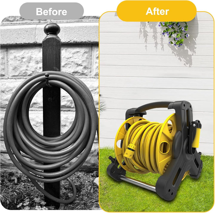 Schlauchträger Set, Flexible, einfache Aufbewahrung an der Wand und zum mobilen Einsatz im Garten, S