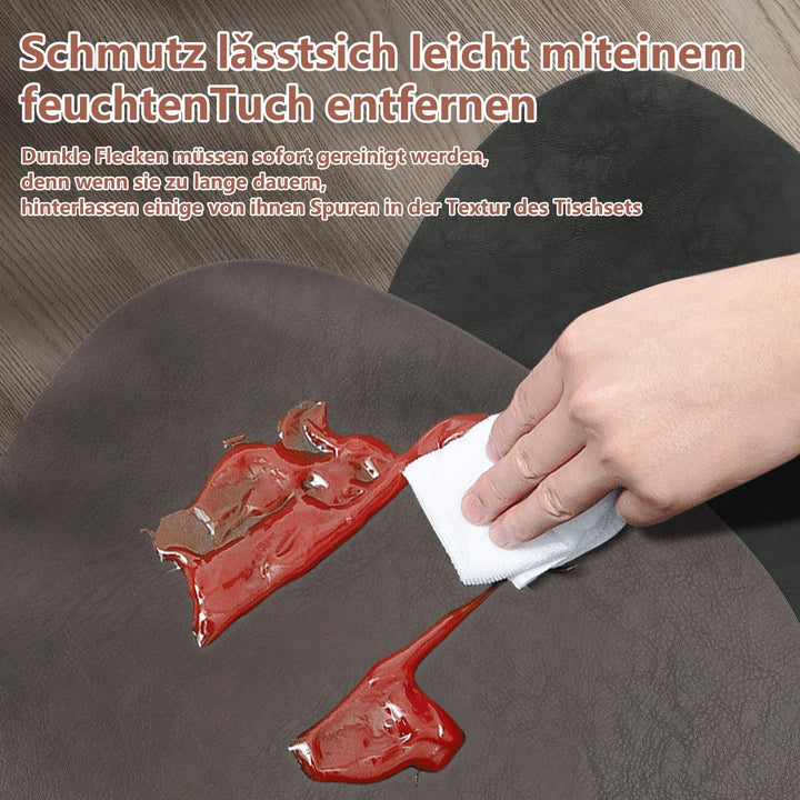 HELI MIAO 4er Set Tischset aus Leder-Imitat，Platzsets abwaschbar und wasserdicht，Platzdeckchen Leder