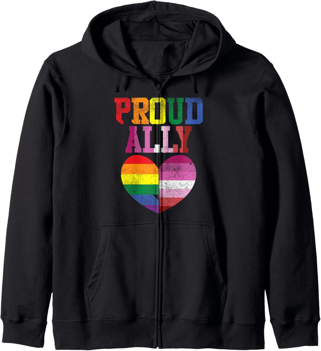 Proud Ally Heart Protest LGBT Lesbian Flag Gay Pride Women Kapuzenjacke