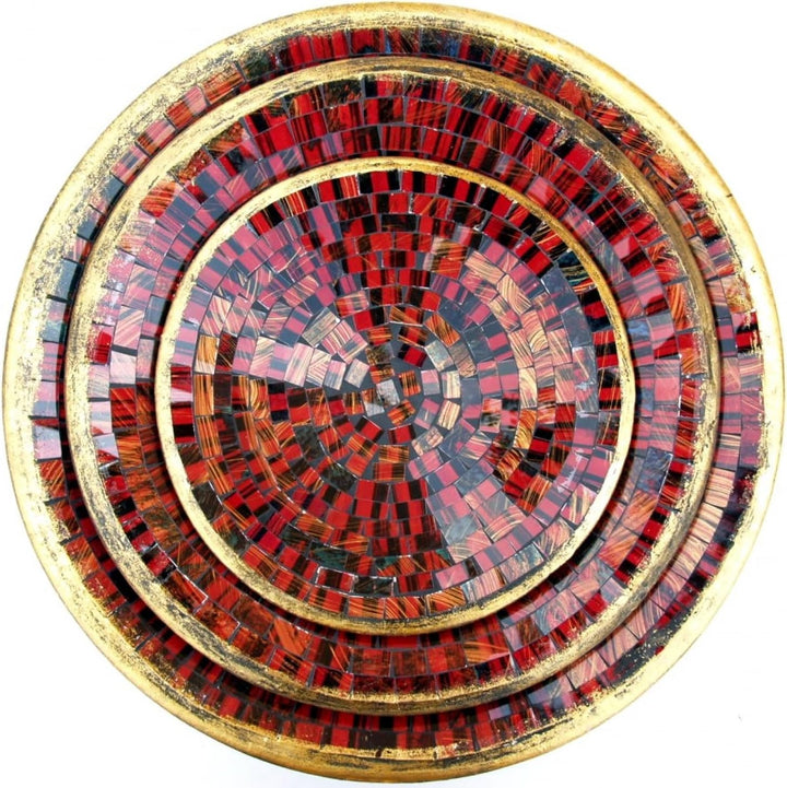 GURU SHOP Runde Mosaikschale, Untersetzer, Dekoschale, Handgearbeitete Keramik &amp; Glas Obst Schale -