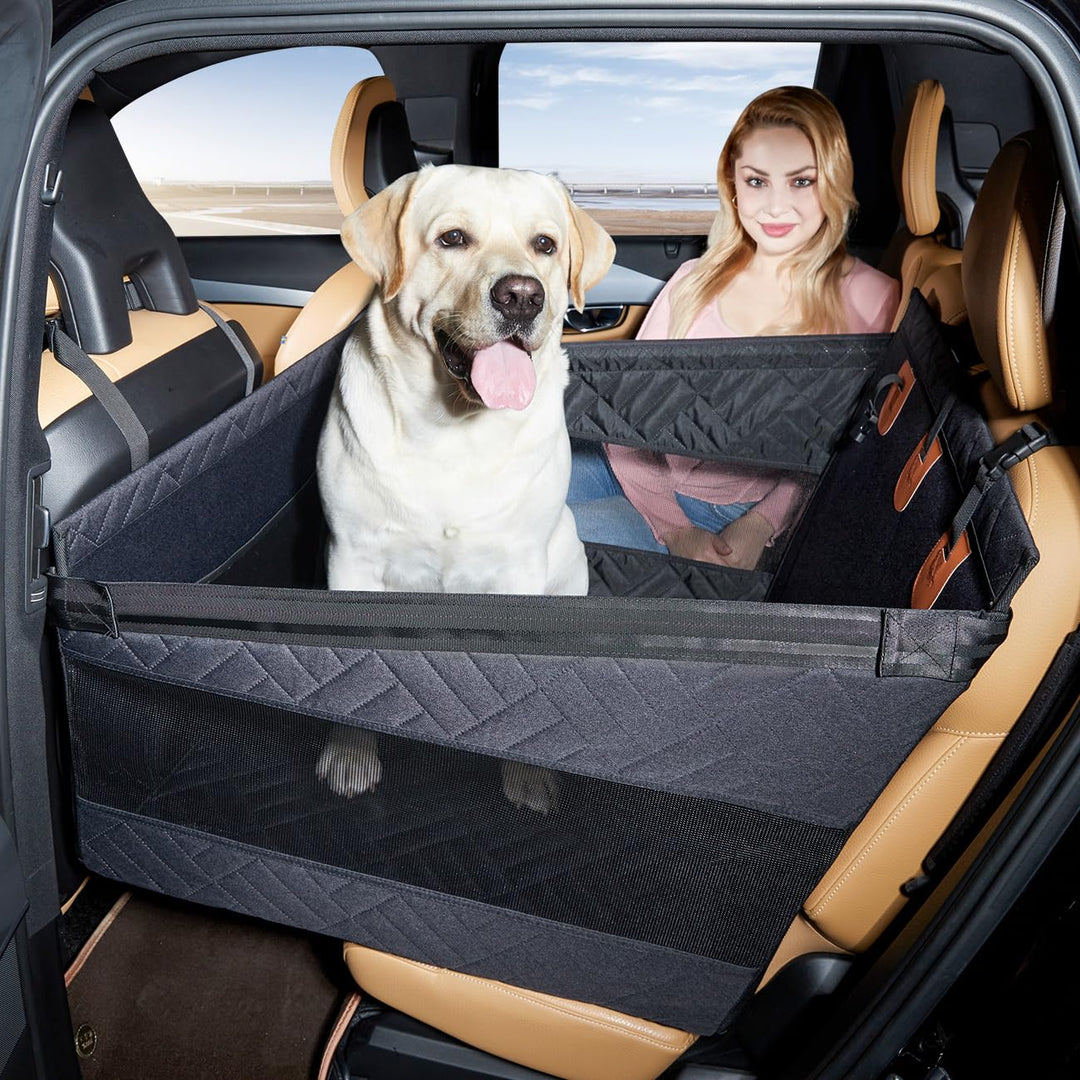 Hunde Autositz für Grosshunde bis 25kg – Sicherer Autositzbezug für Rücksitz, Robuster Hunde-Booster