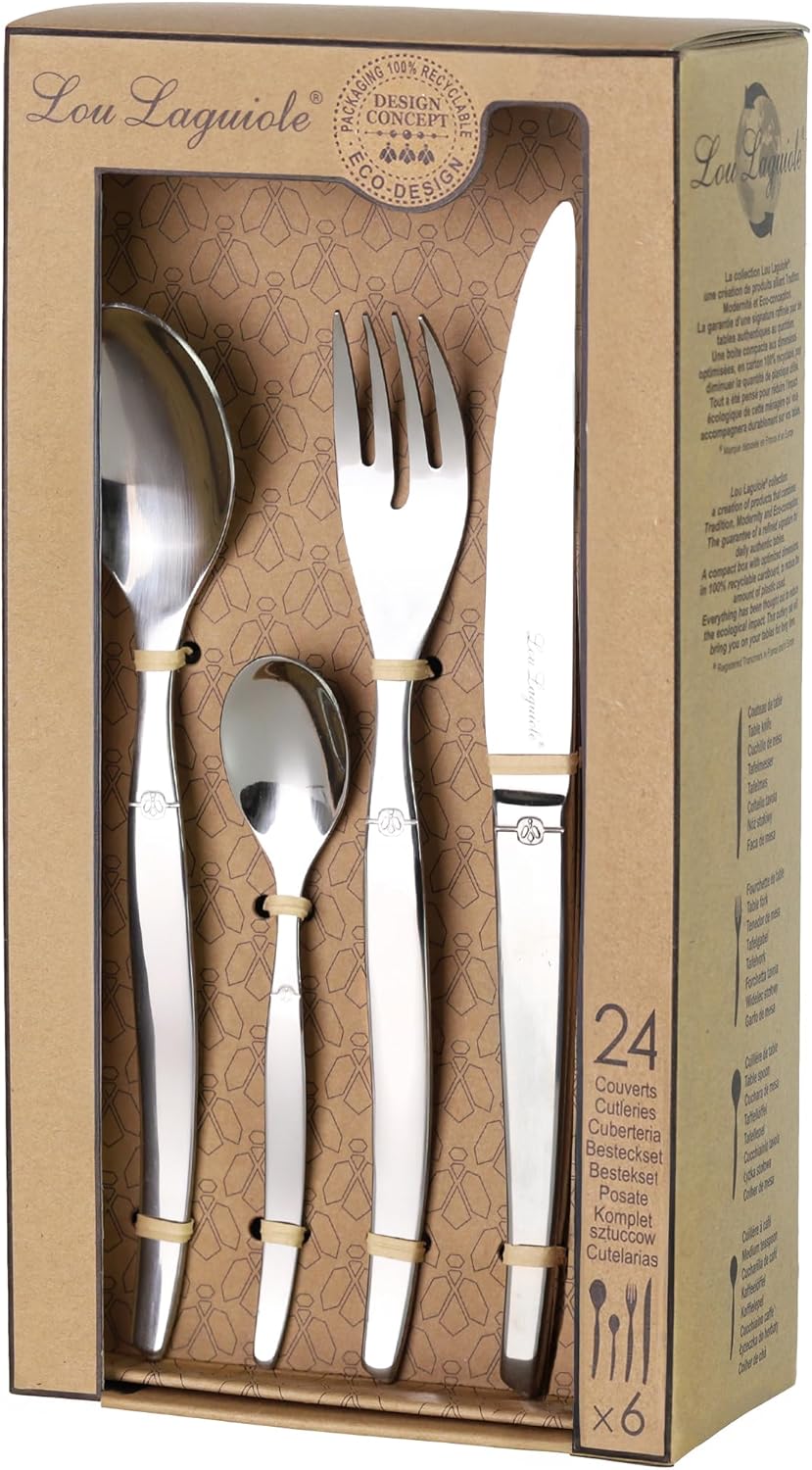 Lou Laguiole Besteckset JET, Tafelbesteck, Besteck Set 4 Personen, Edelstahl poliert, spülmaschinenf