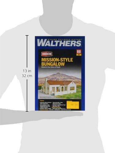 Walthers Cornerstone 933-3785 Bungalow im Missions-Stil, 4-15/16 X 5-9/16 X 2-13/16" 12.5 X 14.1 X 7