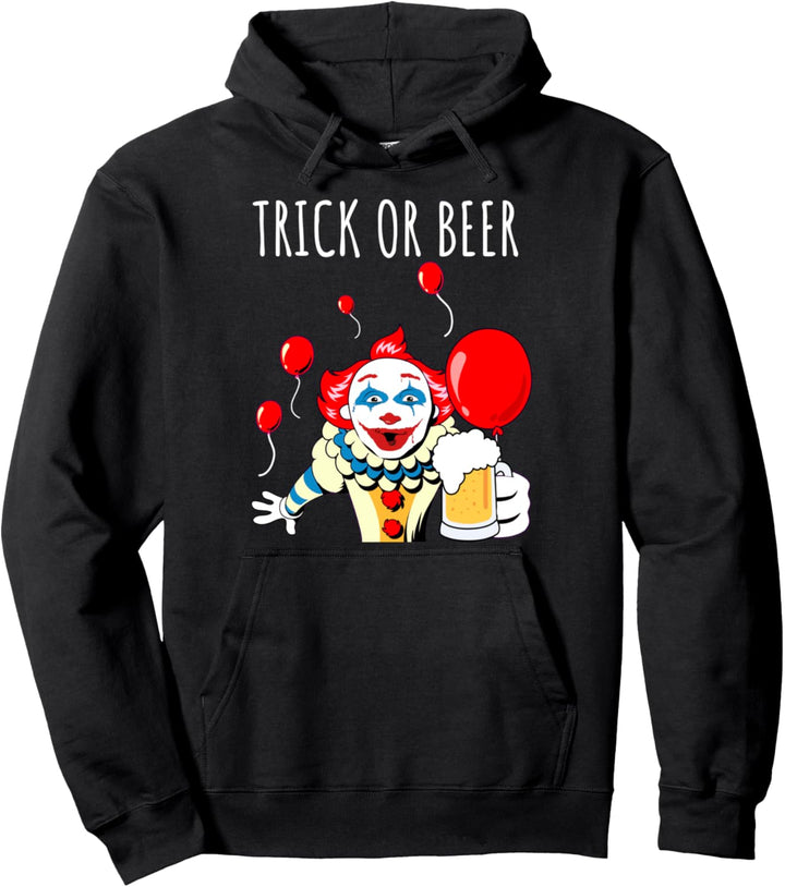Trick Or Beer Clown Halloween Pullover Hoodie
