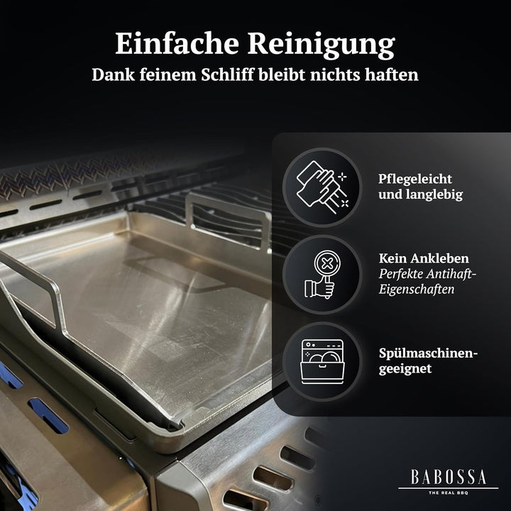BABOSSA Premium Einsatzpfanne/Plancha kompatibel mit allen Napoleon Rogue Modellen | 44.9x27.4cm | M