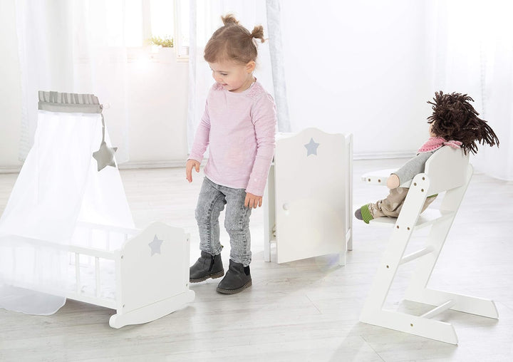 roba Puppenkleiderschrank 'Stella', zum Verstauen von Puppenkleidung und Zubehör, weiss lackiert, Pu