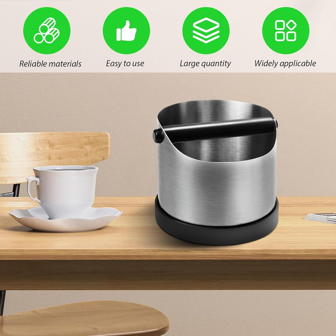 Abklopfbehälter für Siebträger - Espresso Abklopfbehälter Knock Box für Kaffeesatz, Edelstahl Kaffee