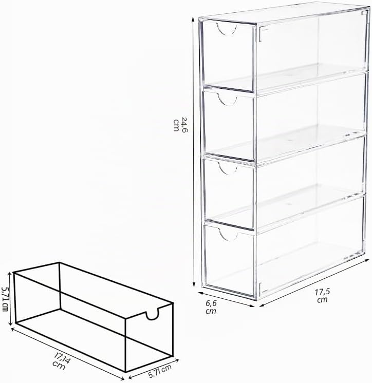 Nicunom 2 Stück Sonnenbrillen-Organizer, Acryl, transparentes Brillenetui mit 4 Schubladen, Brillena