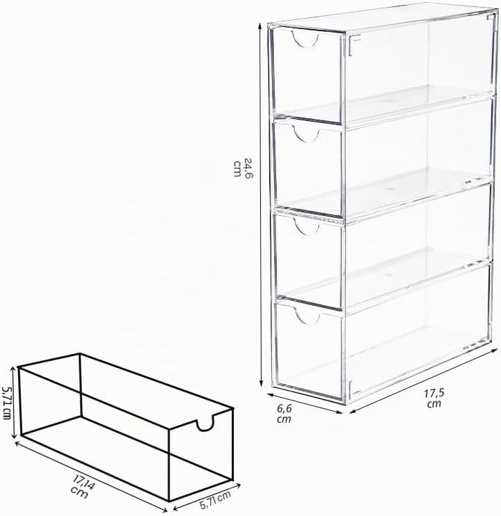 Nicunom 2 Stück Sonnenbrillen-Organizer, Acryl, transparentes Brillenetui mit 4 Schubladen, Brillena