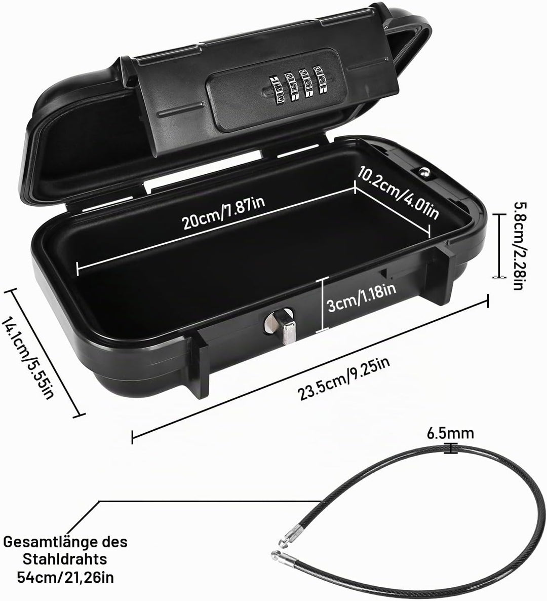 Tragbarer Tresor, Wasserdicht Sicherheitsbox Outdoor mit 4 Stellig Kombination Zahlencode &amp; Abnehmba