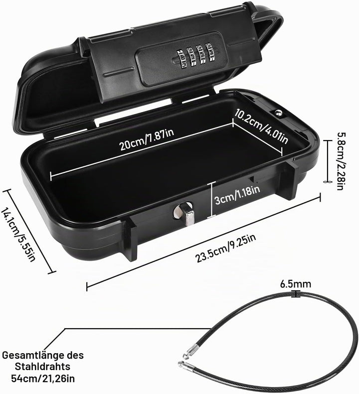 Tragbarer Tresor, Wasserdicht Sicherheitsbox Outdoor mit 4 Stellig Kombination Zahlencode &amp; Abnehmba
