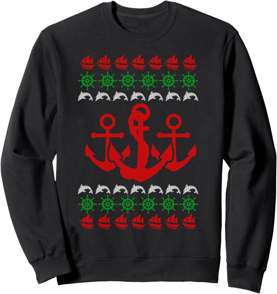 Anker Ugly Christmas Weihnachtsfeier Nordsee Motiv Sweatshirt