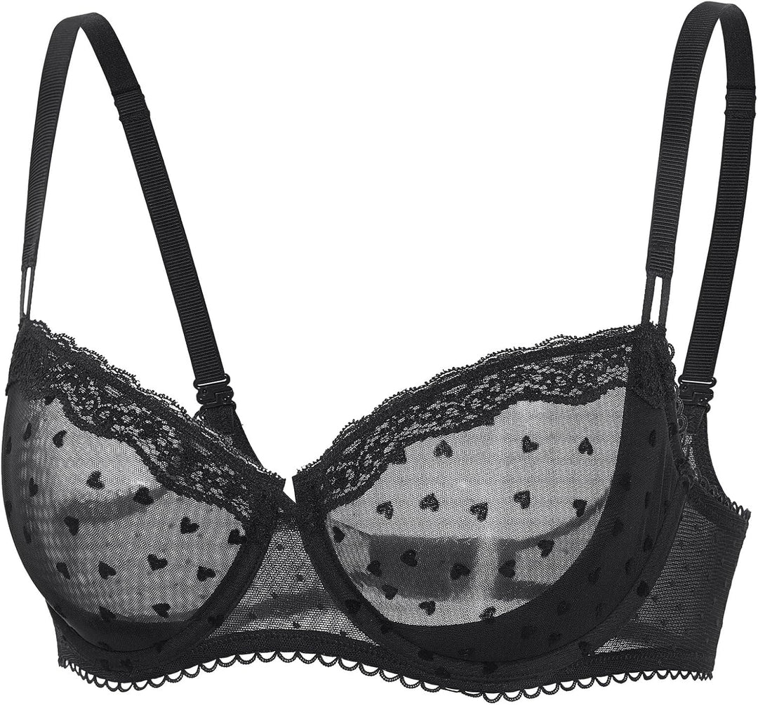 DOBREVA Sexy BH Damen mit Bügel Dirndl Balconette Push Up Spitzen Grosse Grössen ohne Einlagen Durch
