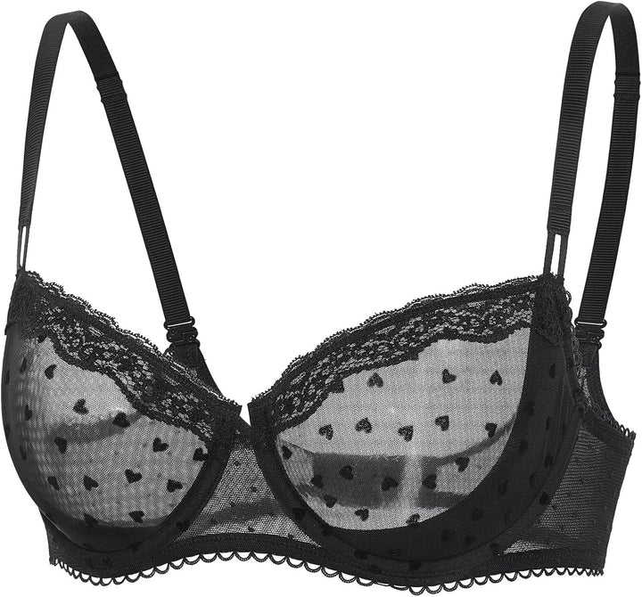 DOBREVA Sexy BH Damen mit Bügel Dirndl Balconette Push Up Spitzen Grosse Grössen ohne Einlagen Durch