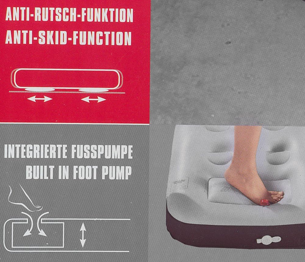 High Peak Luftbett Comfort Plus - Luftmatratze Camping Gästebett Isomatte Pumpe 197 x 138 x 20 cm, 1