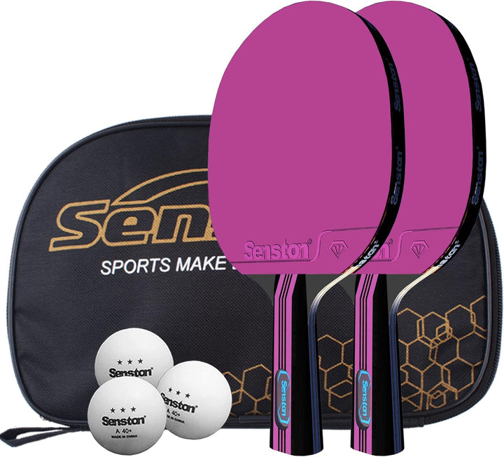Senston Tischtennisschläger Set, 2 Tischtennisschlager, 3 Tischtennis Bälle und 1 Tasche Ideal für S