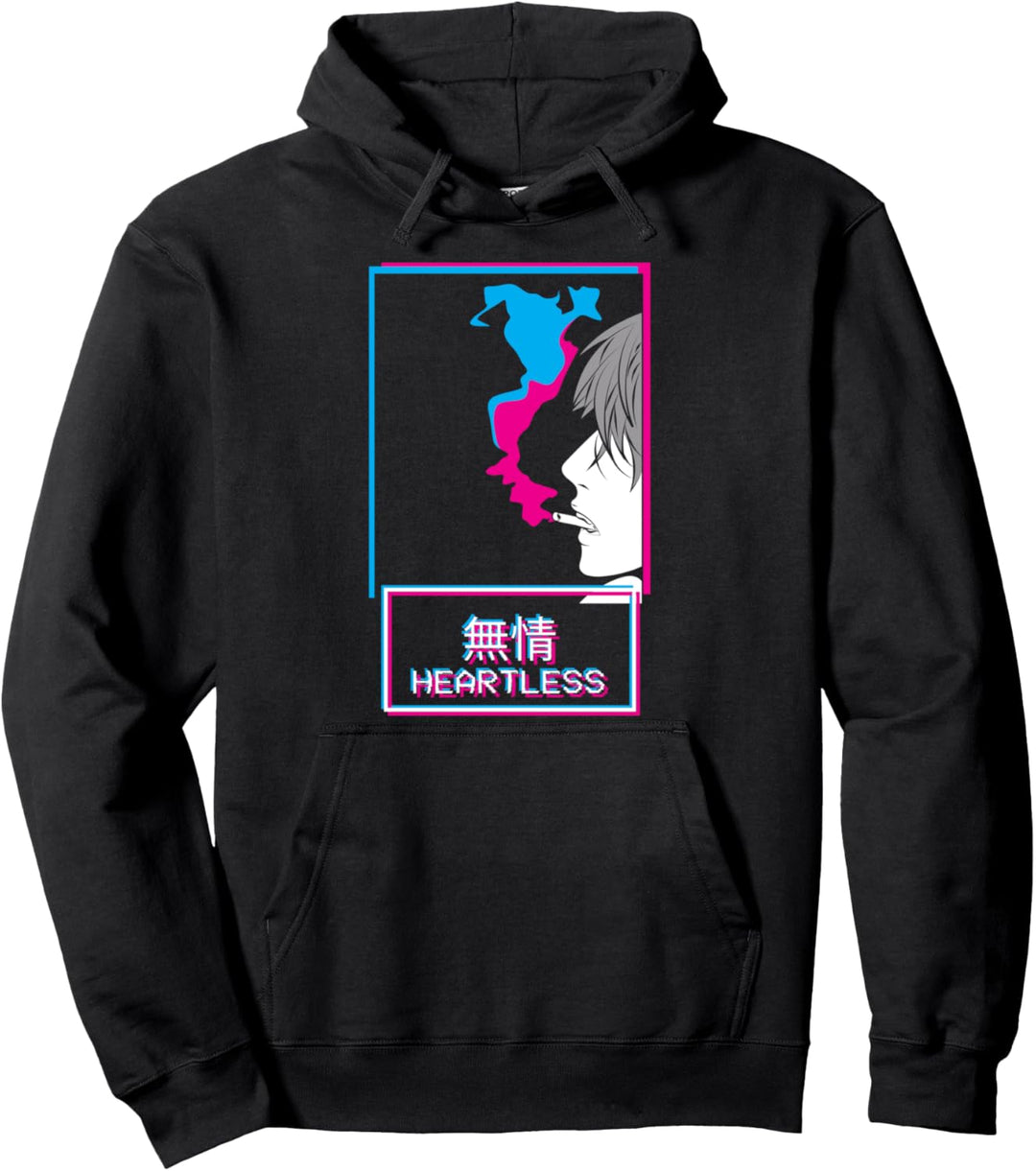 Heartless Anti-Social Anime Boy Japanese Aesthetic Vaporwave Pullover Hoodie