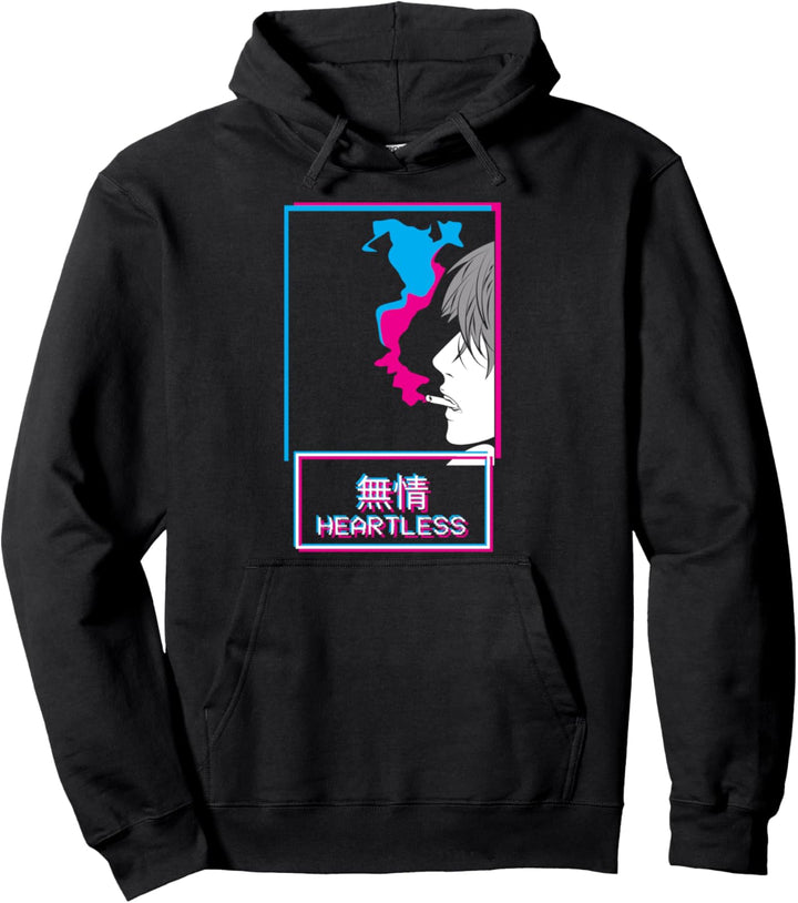 Heartless Anti-Social Anime Boy Japanese Aesthetic Vaporwave Pullover Hoodie