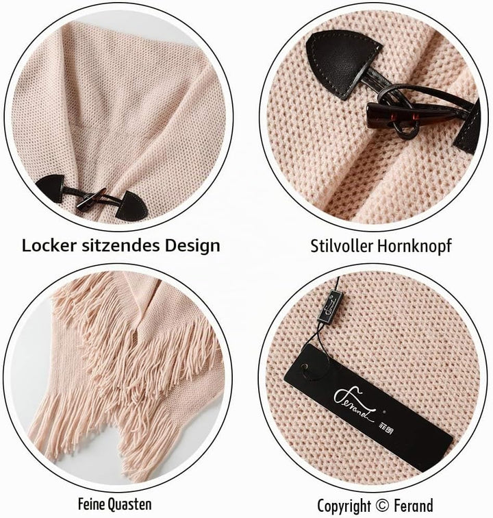 Ferand Damen Poncho Locker sitzender Cape Schal mit offener Vorderseite für Herbst und Winter Rosa,