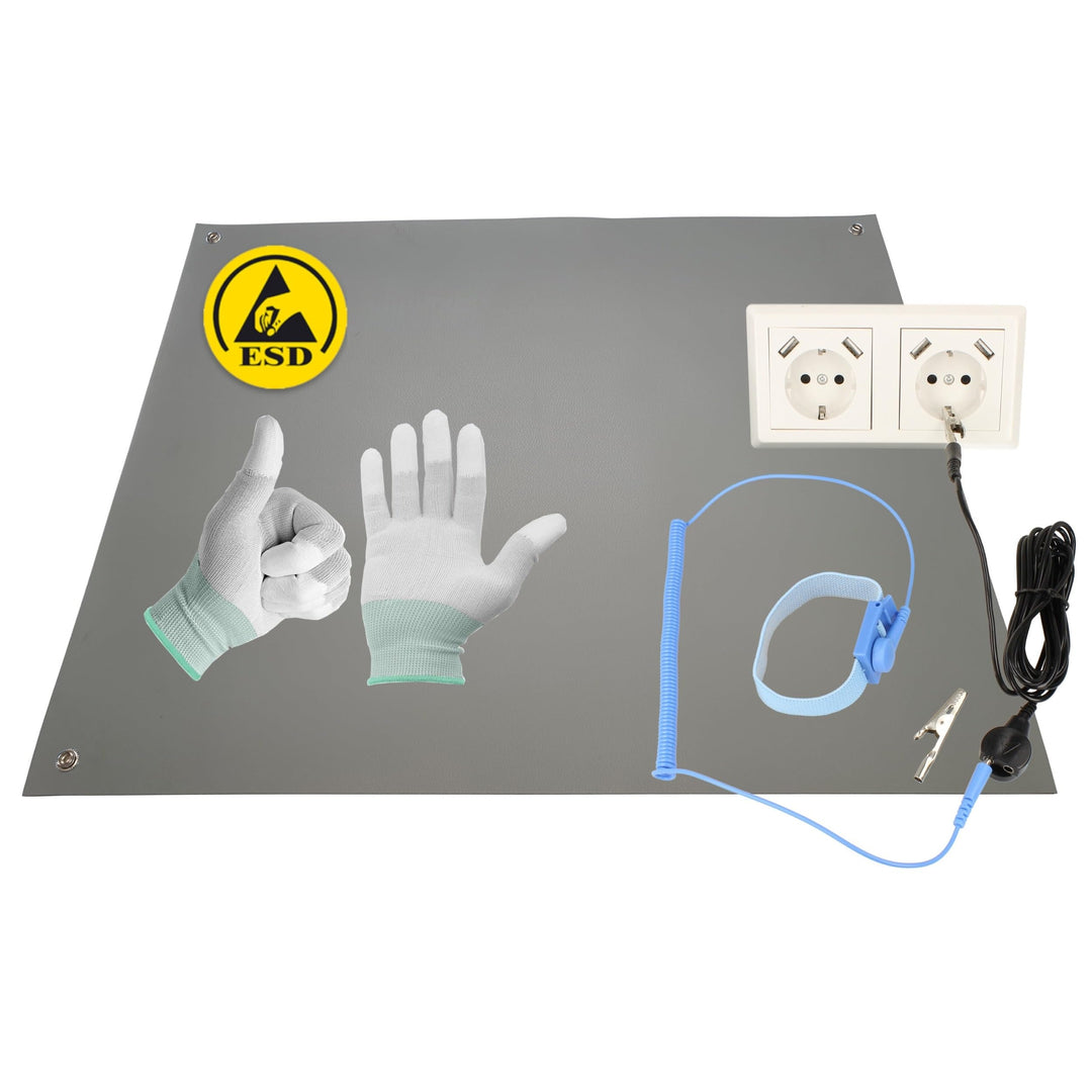 Minadax 120 x 30cm Antistatik ESD Computer Matte Tischmatte „Premiumqualität“ inkl. Manschette + 2,4