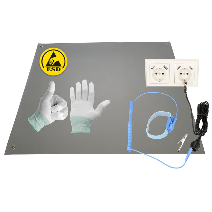 Minadax 120 x 30cm Antistatik ESD Computer Matte Tischmatte „Premiumqualität“ inkl. Manschette + 2,4