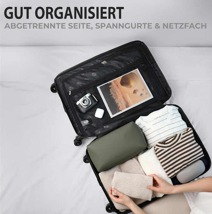 FERGÉ Kofferset Hartschale 5-teilig Milano 3 Grössen Hartschalenkoffer Set + Reisetasche + Kulturbeu