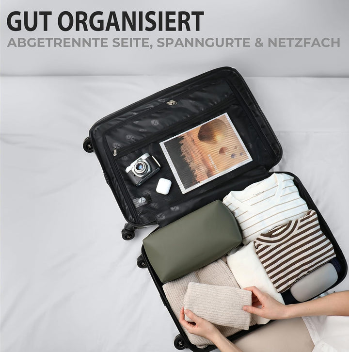 FERGÉ Handgepäck Koffer Set 3 teilig Kabinenkoffer Hartschale 55 x 40 x 22 cm + Reisetasche + Kultur