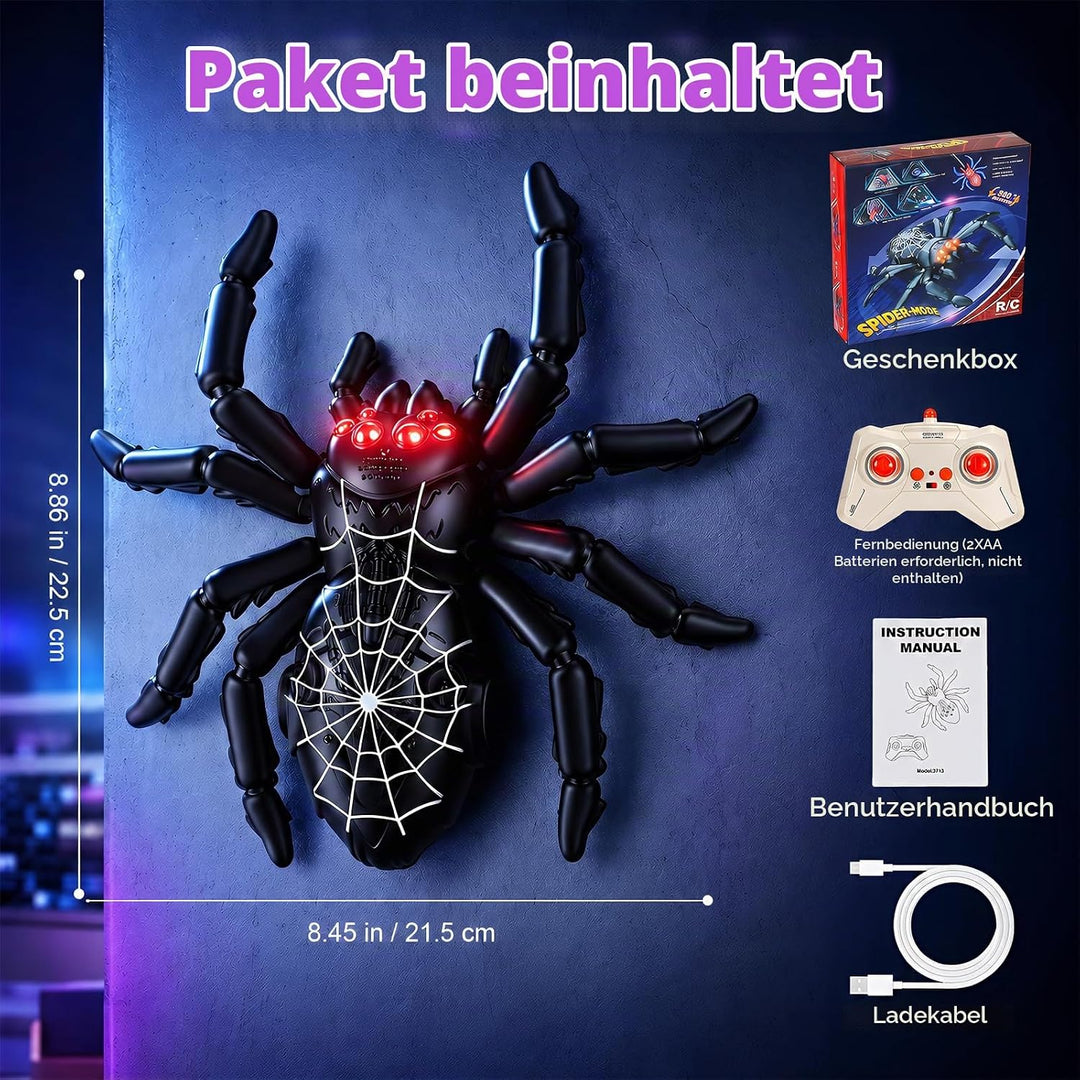 Ferngesteuerte Spinne Spielzeug Auto, RC Wandkletterspinne mit 360° Rotation, Stunt RC Auto zum Krab