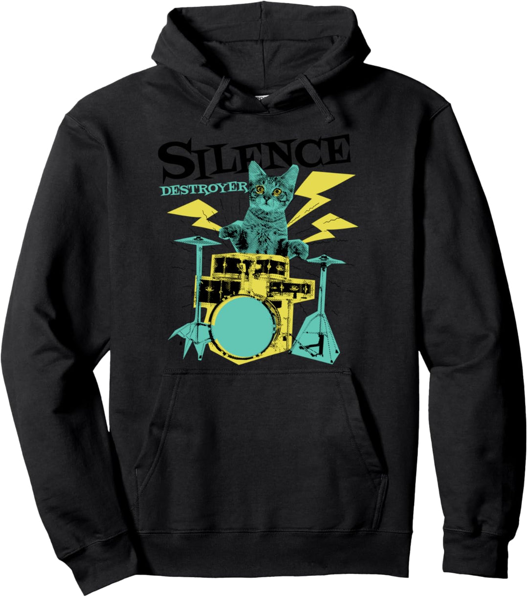 Trommler Katze Pullover Hoodie
