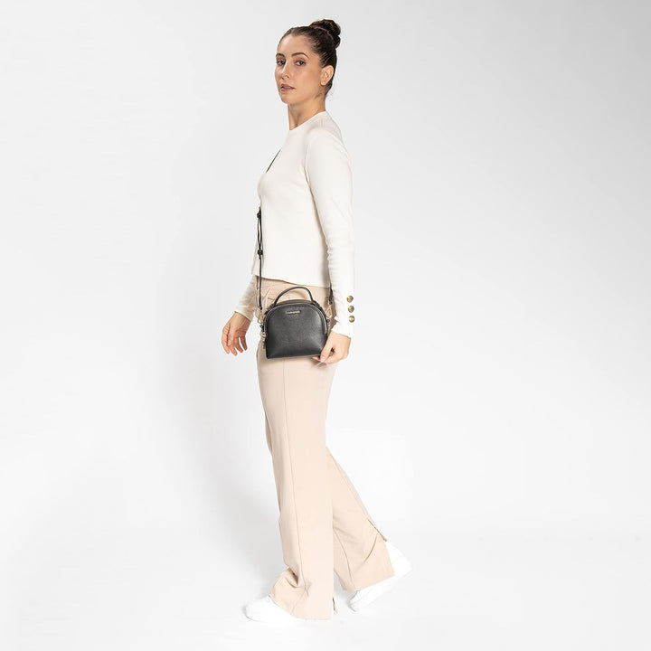 Lazarotti Bologna Leder Handtasche Damen | 2 Hauptfächer & abnehmbaren Tragegurt | mittelgrosse Henk