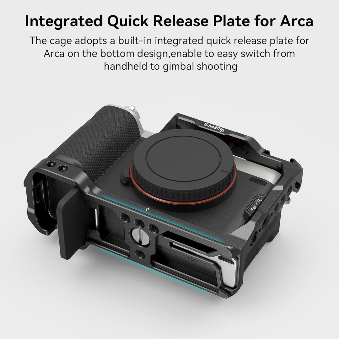 SMALLRIG Full Cage für Sony A7C, Käfig mit Silikon Griff und Cold Shoe Mount - 3212B