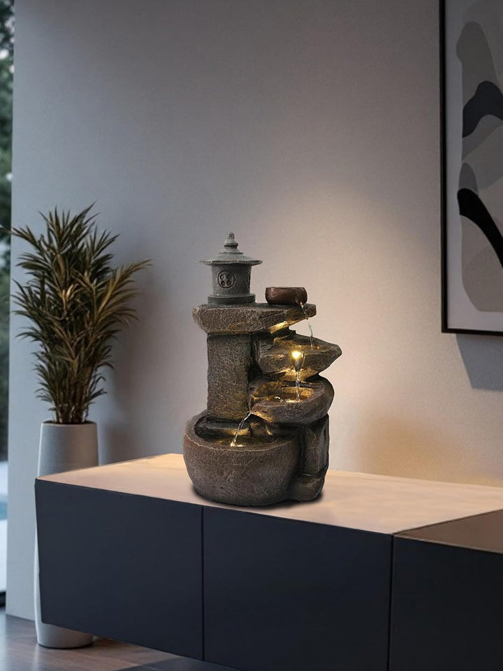 Springbrunnen BK851 Wasserfall mit Beleuchtung Gartenbrunnen Zimmerbrunnen Kaskade Brunnen Terrassen