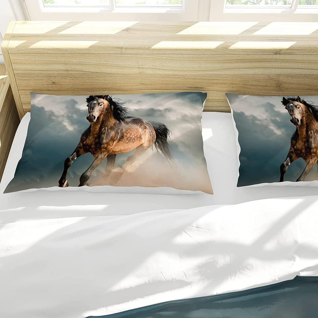 CXYXHW Bettwäsche Set 3 Teilig Bettbezüge 3D-Druck Tiere Pferd Motiv Bettbezug,Mikrofaser,Pflegeleic