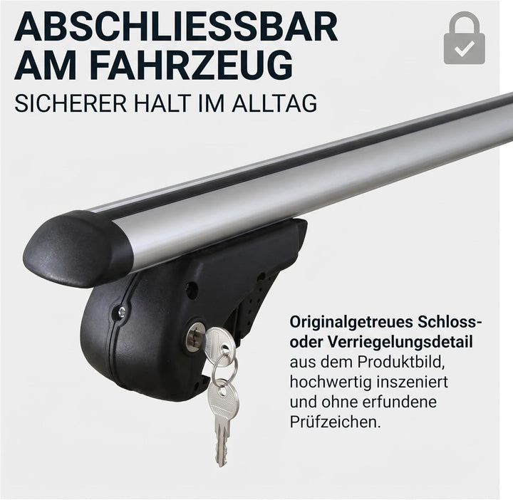VDP Alu Relingträger Rio 135 kompatibel mit VW Touran Kombi 03-14 Dachträger abschliessbar