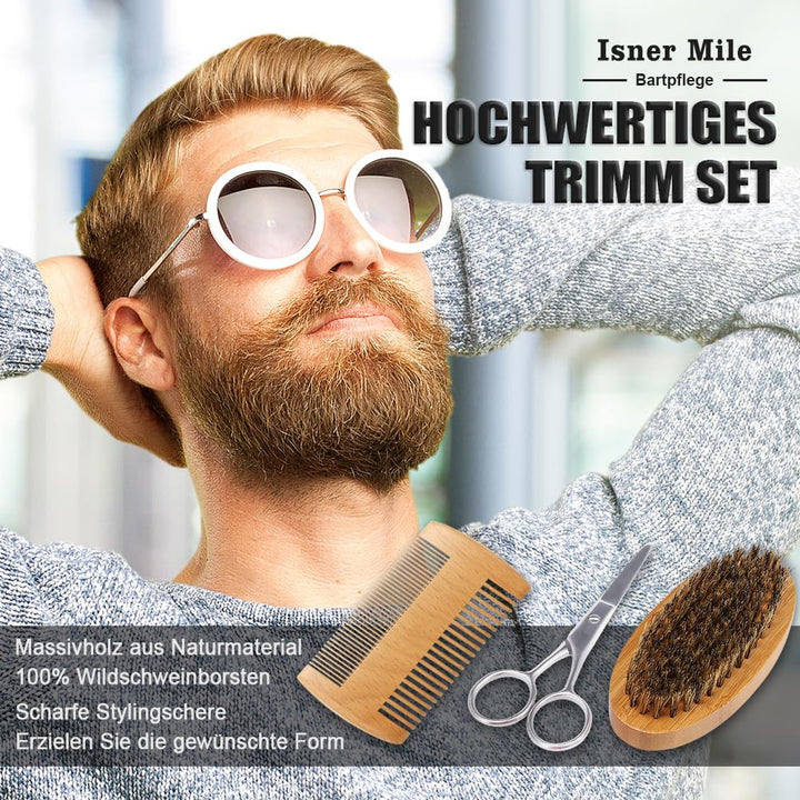 Comfy Mate Bartpflege Set für Männer mit Bartöl, Bartschneider, Schnurrbart Balsam, Bartbürste, Bart