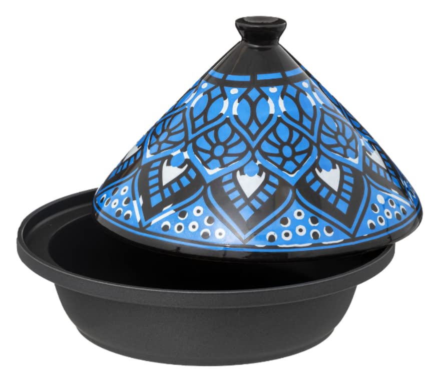 Tajine Induktion und Glaskeramik, klassisch, Edelstahl, Blau, 30,20 x 30,2 x 23 cm
