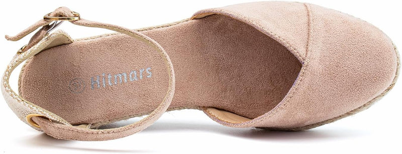 Hitmars Espadrilles Keilsandalen Damen Elegant 6 CM Grösse EU 36-43 Sandalen 01 Beige 38 EU, Sandale