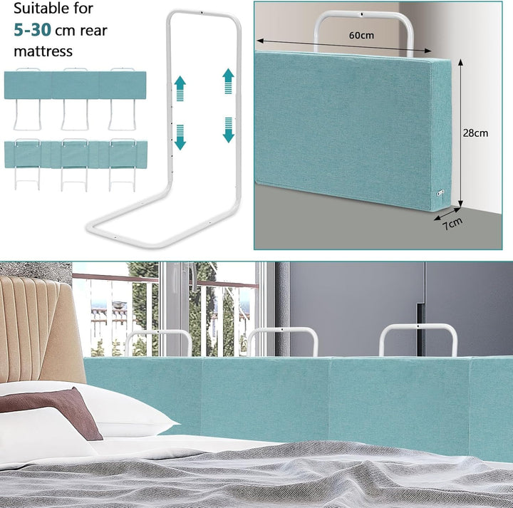 Ikodm Bettgitter 3x60cm rausfallschutz Bett,Bettschutzgitter für Kinder 5-Loch Höhenverstellbar Bett