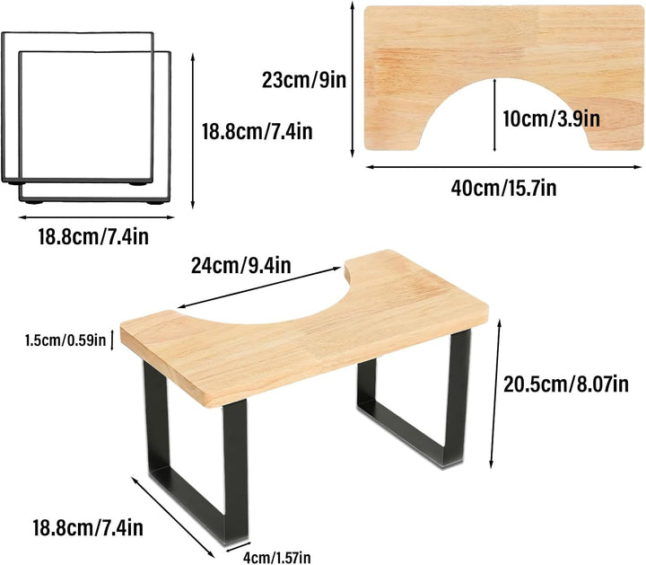 Holz mit Metall Toilettenhocker 9 Zoll / 23 cm Kothocker Erwachsene Badezimmer Anti-Rutsch-Hocker WC