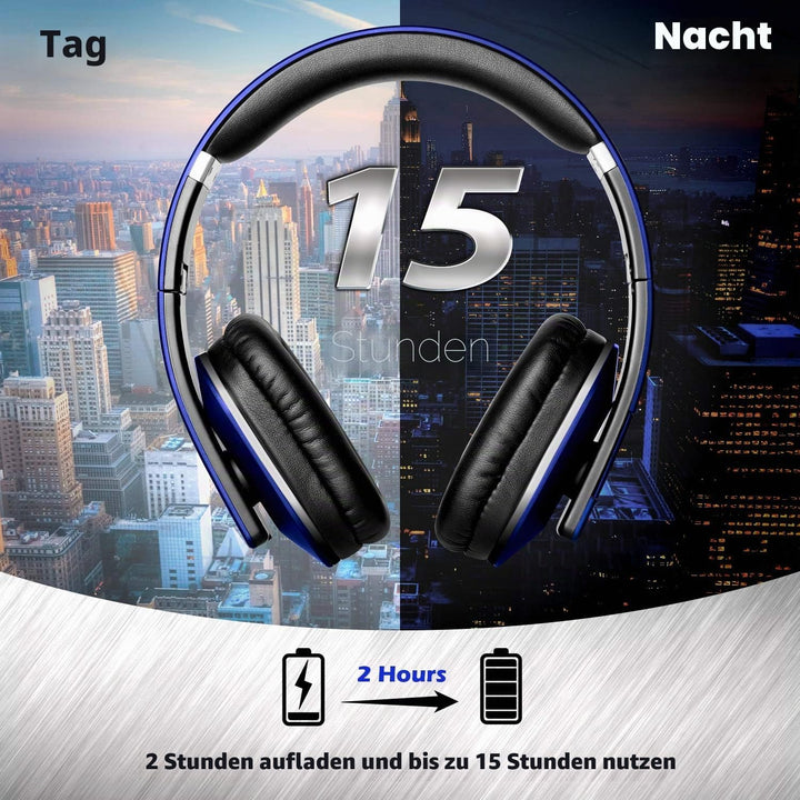 August EP650 - Bluetooth Kopfhörer v4.2 NFC mit aptX Low Latency - Stereo Over Ear Headphones Audio