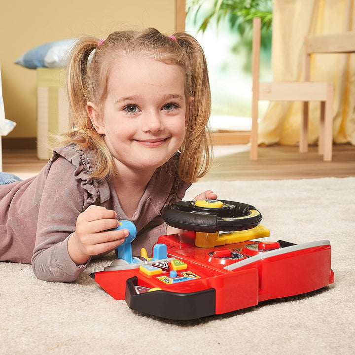 Vtech Abenteuer Lernlenkrad – Interaktives Lenkrad mit LCD-Farbbildschirm, 3 Spielmodi, zahlreichen
